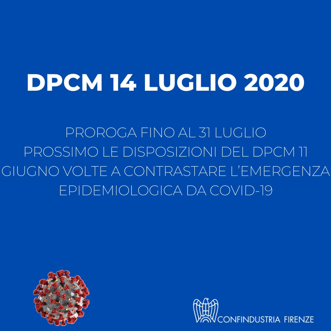 DPCM 14 luglio 2020, proroga fino al 31 luglio disposizioni del DPCM 11 giugno