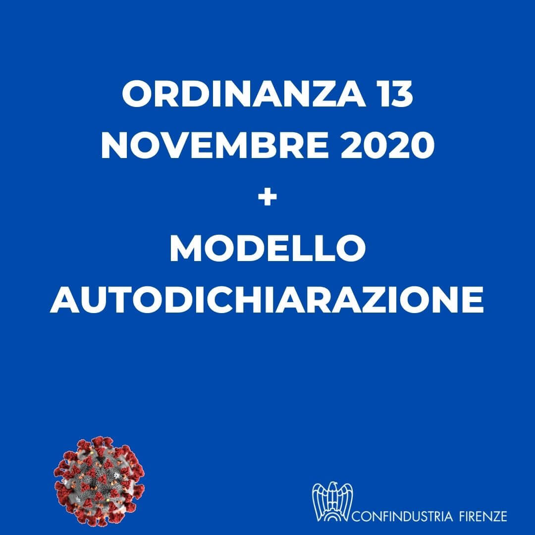 Ordinanza 13 novembre 2020 e modello autodichiarazione